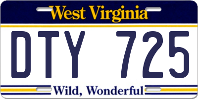 WV license plate DTY725