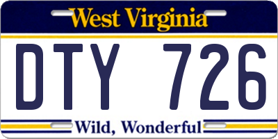 WV license plate DTY726