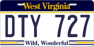 WV license plate DTY727
