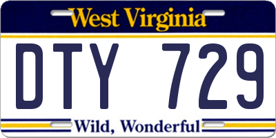 WV license plate DTY729