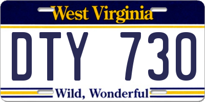 WV license plate DTY730