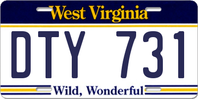 WV license plate DTY731