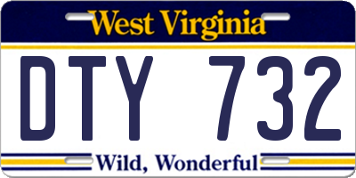 WV license plate DTY732