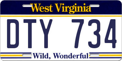 WV license plate DTY734