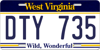 WV license plate DTY735