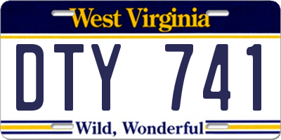 WV license plate DTY741