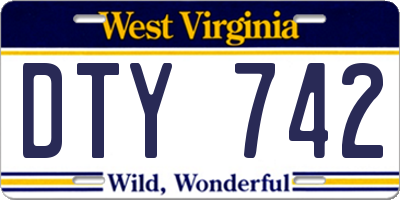 WV license plate DTY742