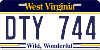 WV license plate DTY744