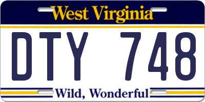 WV license plate DTY748