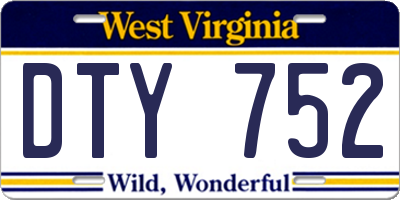 WV license plate DTY752