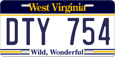 WV license plate DTY754