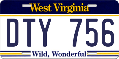 WV license plate DTY756