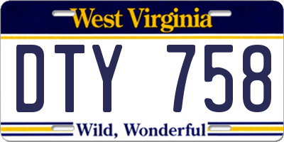 WV license plate DTY758