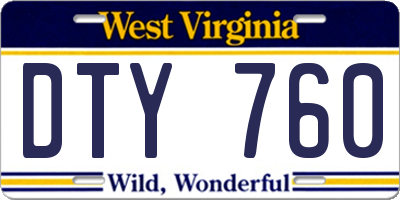WV license plate DTY760