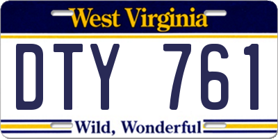 WV license plate DTY761