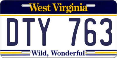 WV license plate DTY763