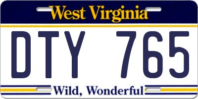 WV license plate DTY765
