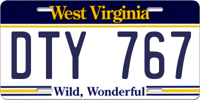 WV license plate DTY767