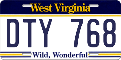 WV license plate DTY768