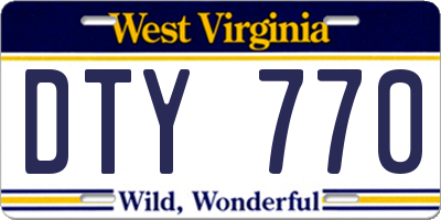 WV license plate DTY770