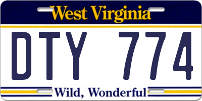 WV license plate DTY774