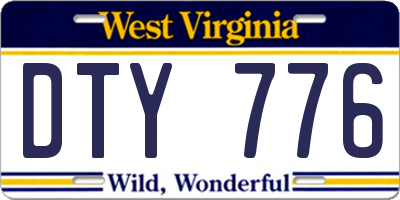 WV license plate DTY776