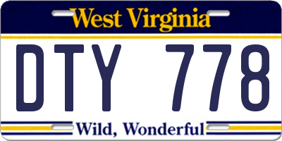 WV license plate DTY778