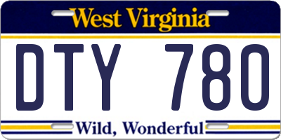 WV license plate DTY780