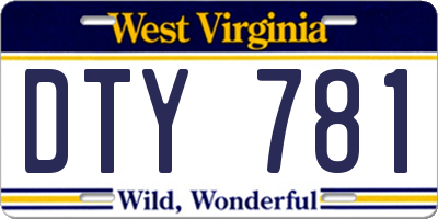 WV license plate DTY781