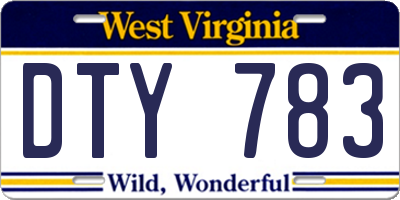 WV license plate DTY783