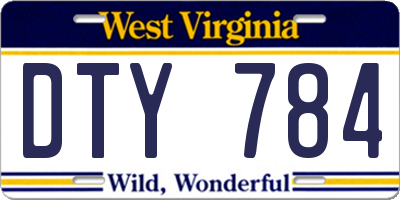 WV license plate DTY784