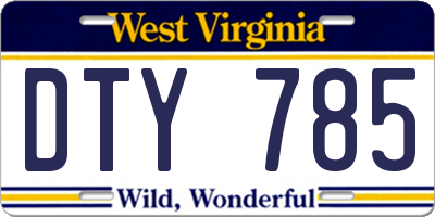 WV license plate DTY785