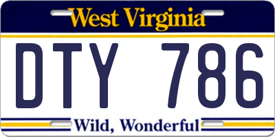 WV license plate DTY786