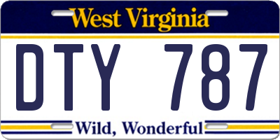 WV license plate DTY787