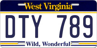 WV license plate DTY789