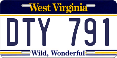 WV license plate DTY791