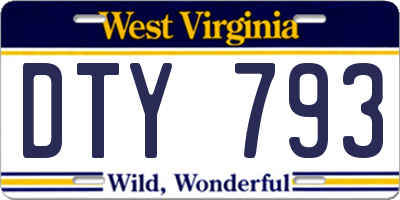 WV license plate DTY793