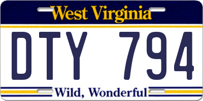 WV license plate DTY794