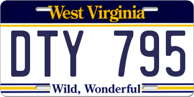 WV license plate DTY795