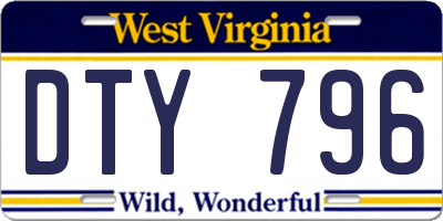 WV license plate DTY796