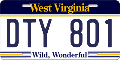 WV license plate DTY801