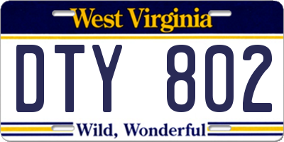 WV license plate DTY802
