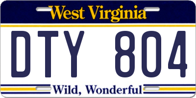 WV license plate DTY804