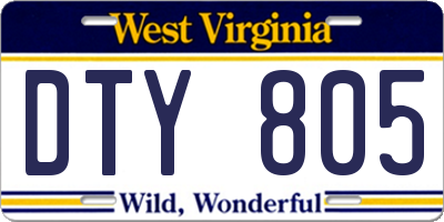 WV license plate DTY805