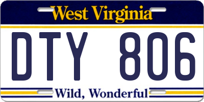 WV license plate DTY806