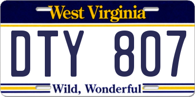 WV license plate DTY807