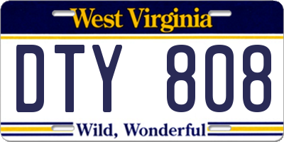 WV license plate DTY808