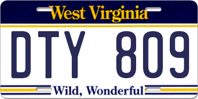 WV license plate DTY809