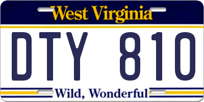 WV license plate DTY810
