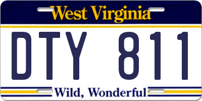 WV license plate DTY811